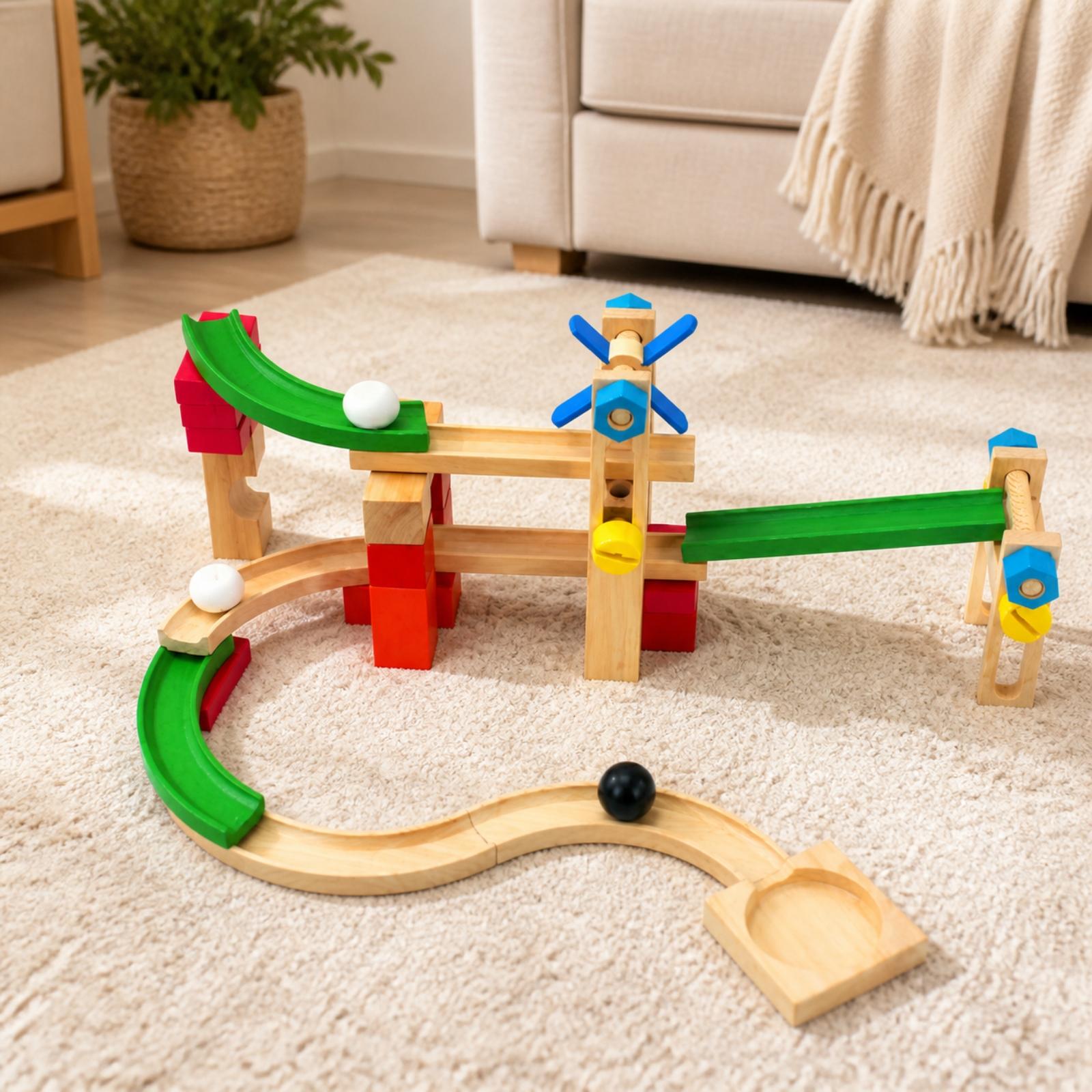 Wooden Marble Run Track for Ki - Marble Coaster Set recension och pris