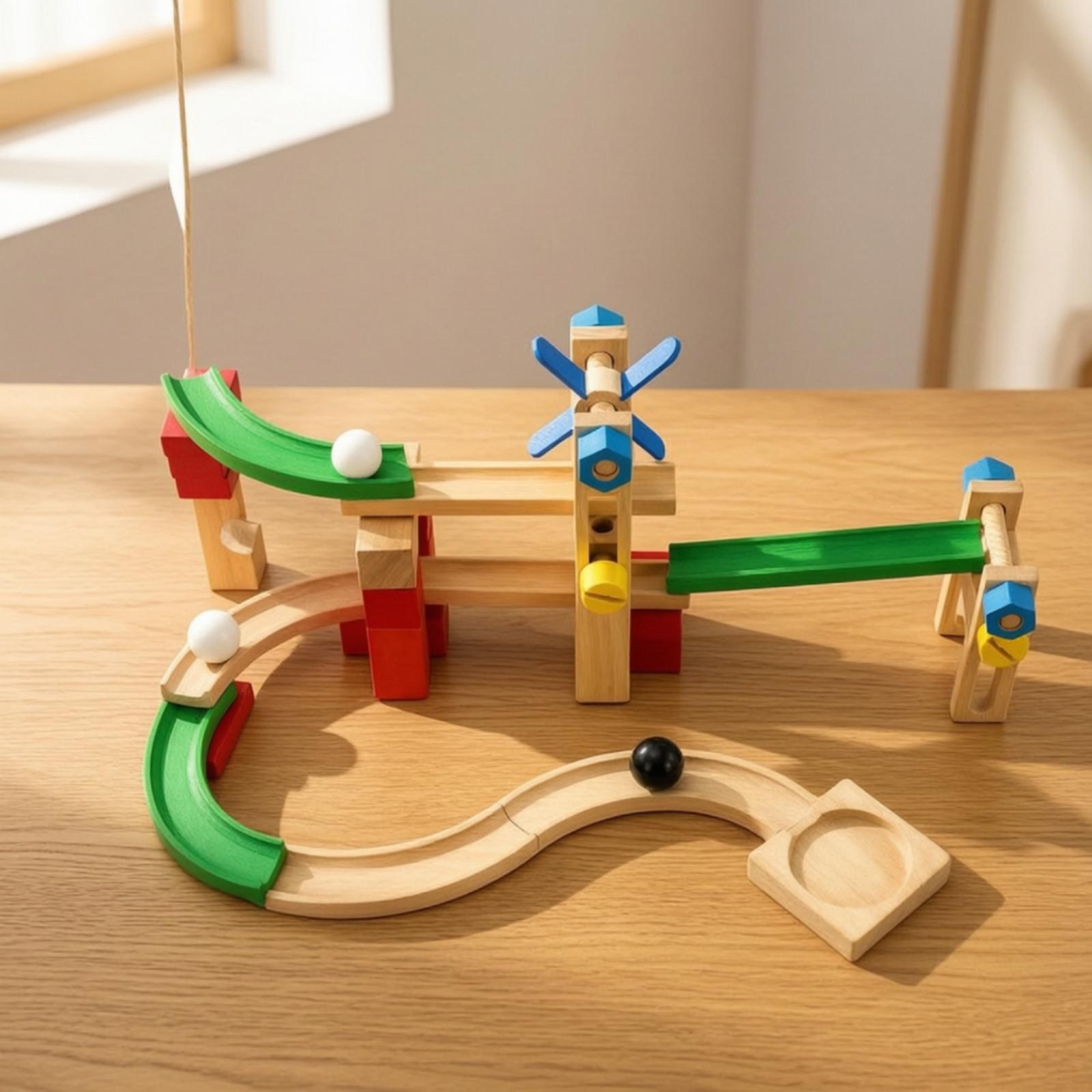 Wooden Marble Run Track for Ki - Marble Coaster Set recension och pris